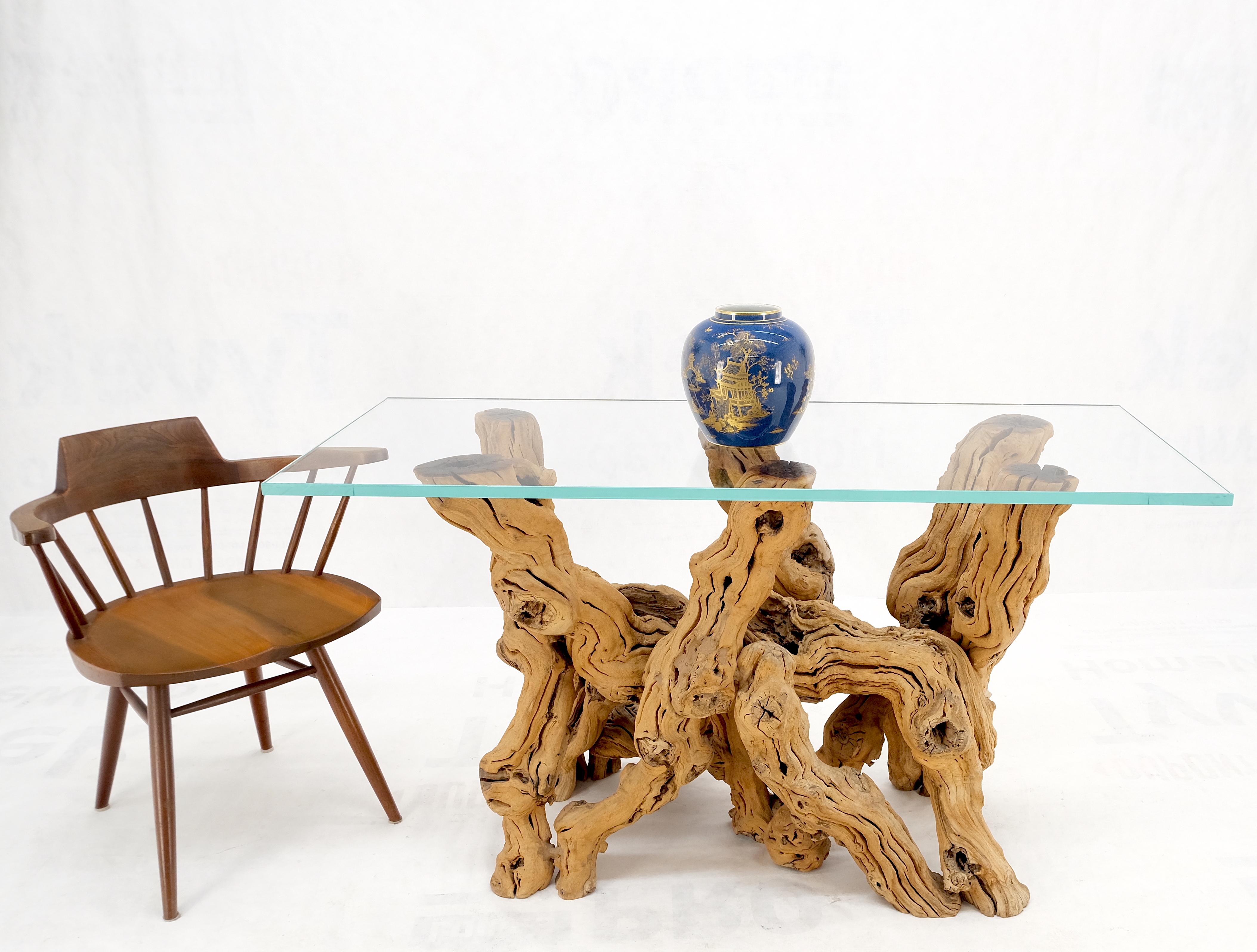 Grand bois flotté verni à base organique rectangulaire  Table console en verre MINT ! Bon état - En vente à Rockaway, NJ
