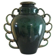 Grüne Vase Amphora aus Pulegoso-Glas von Napoleone Martinuzzi für Venini, 1928