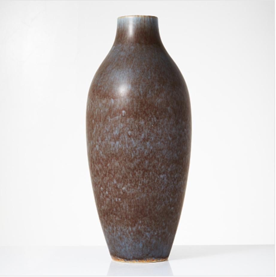 Large vase by Carl Harry Stalhane for Rostrand, Sweden.
Stoneware with blue-brown glaze, marked underneath.