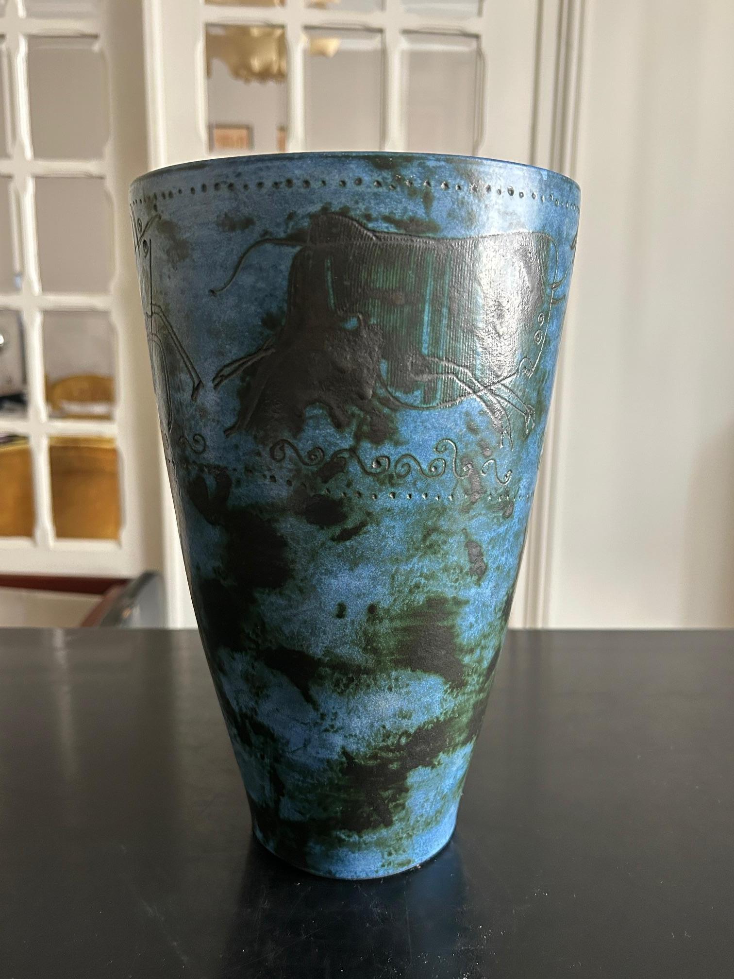 French Large vase by Jacques Blin For Sale