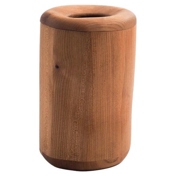 Large vase, elm wood, handmade in France, unique piece For Sale