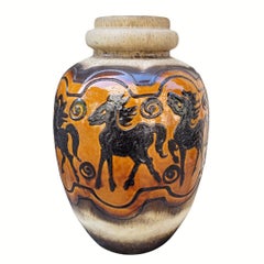 Large vase “Equestrian”, model 286-51, Scheurich Keramik, 1960s, Germany