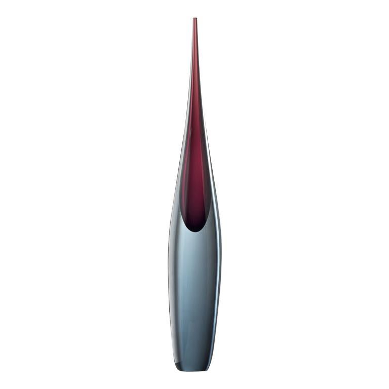 Große "Pinnacolo" Vase aus grauem & Amethyst Muranoglas, von L. Gaspari für Salviati 1