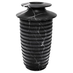 New Modern Large Vase in Black Marquinia Marble, creator Ivan Colominas Stock
