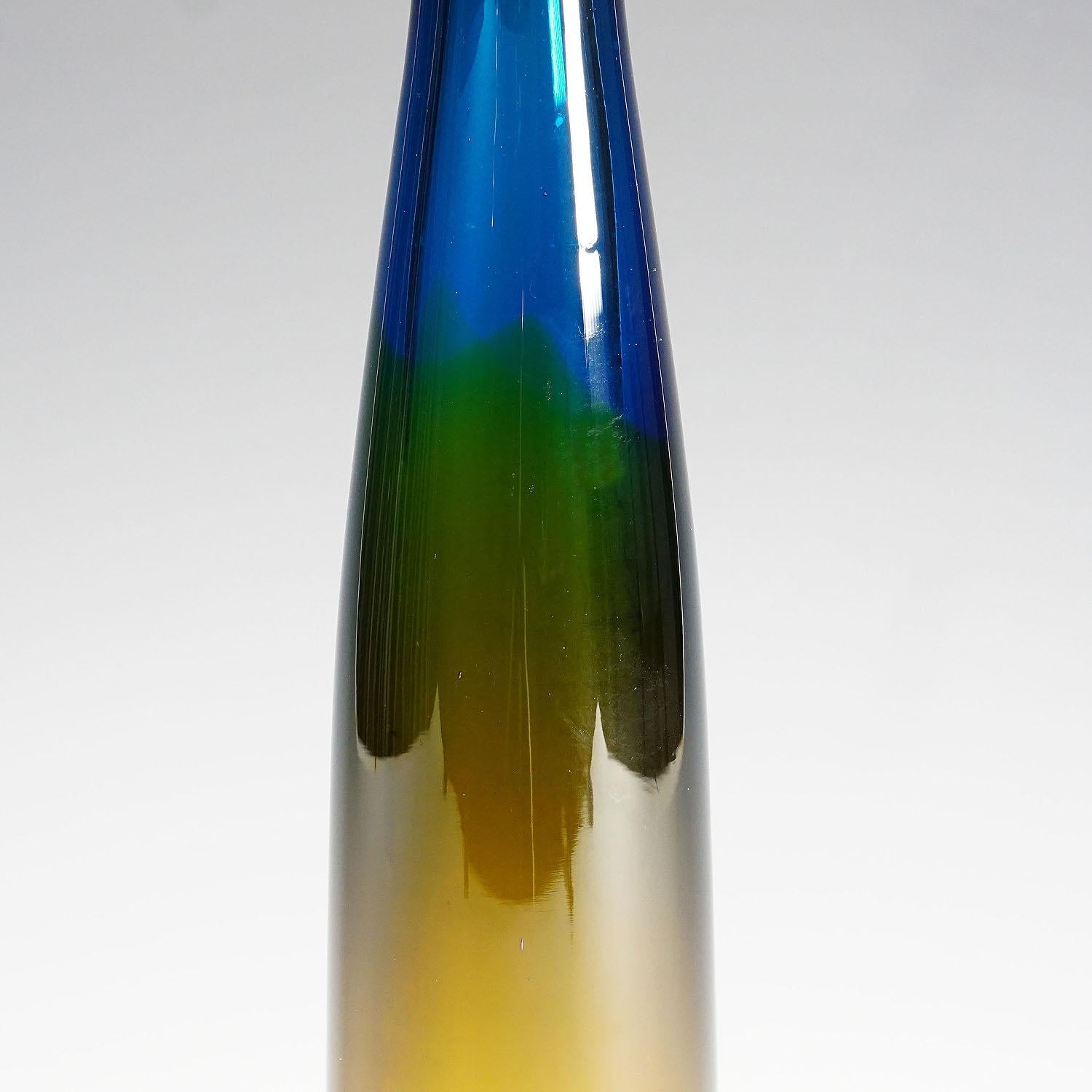 Large Vase in Blue and Yellow by Vicke Lindstrand for Kosta 1960s In Good Condition In Berghuelen, DE