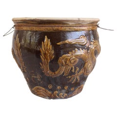 Large Vase in Chinese Stoneware, Qing Dynasty China, 19th Century