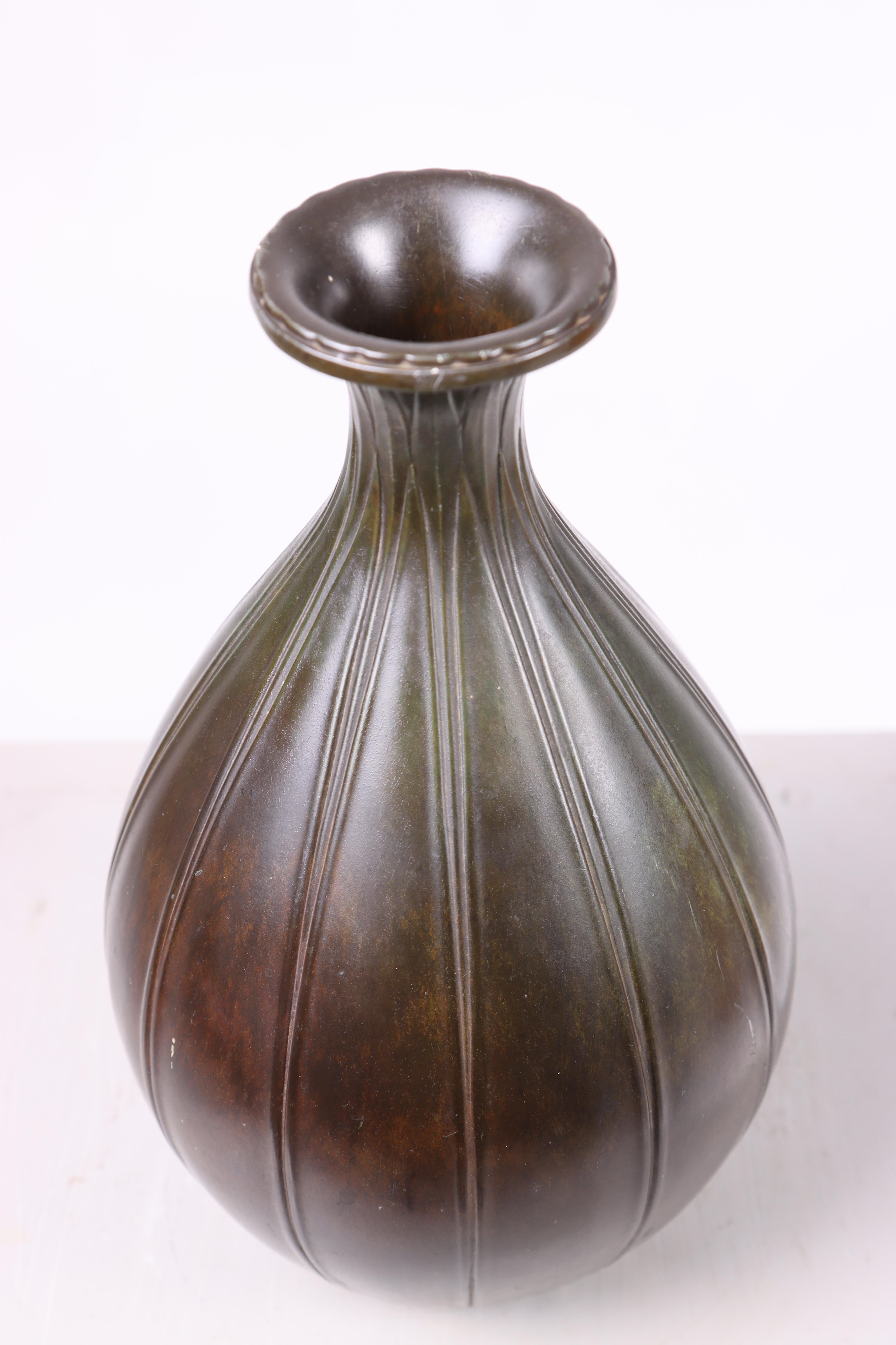 Scandinavian Modern Large Vase in 'Disko' Metal by Just Andersen, Made in Denmark, 1940s For Sale