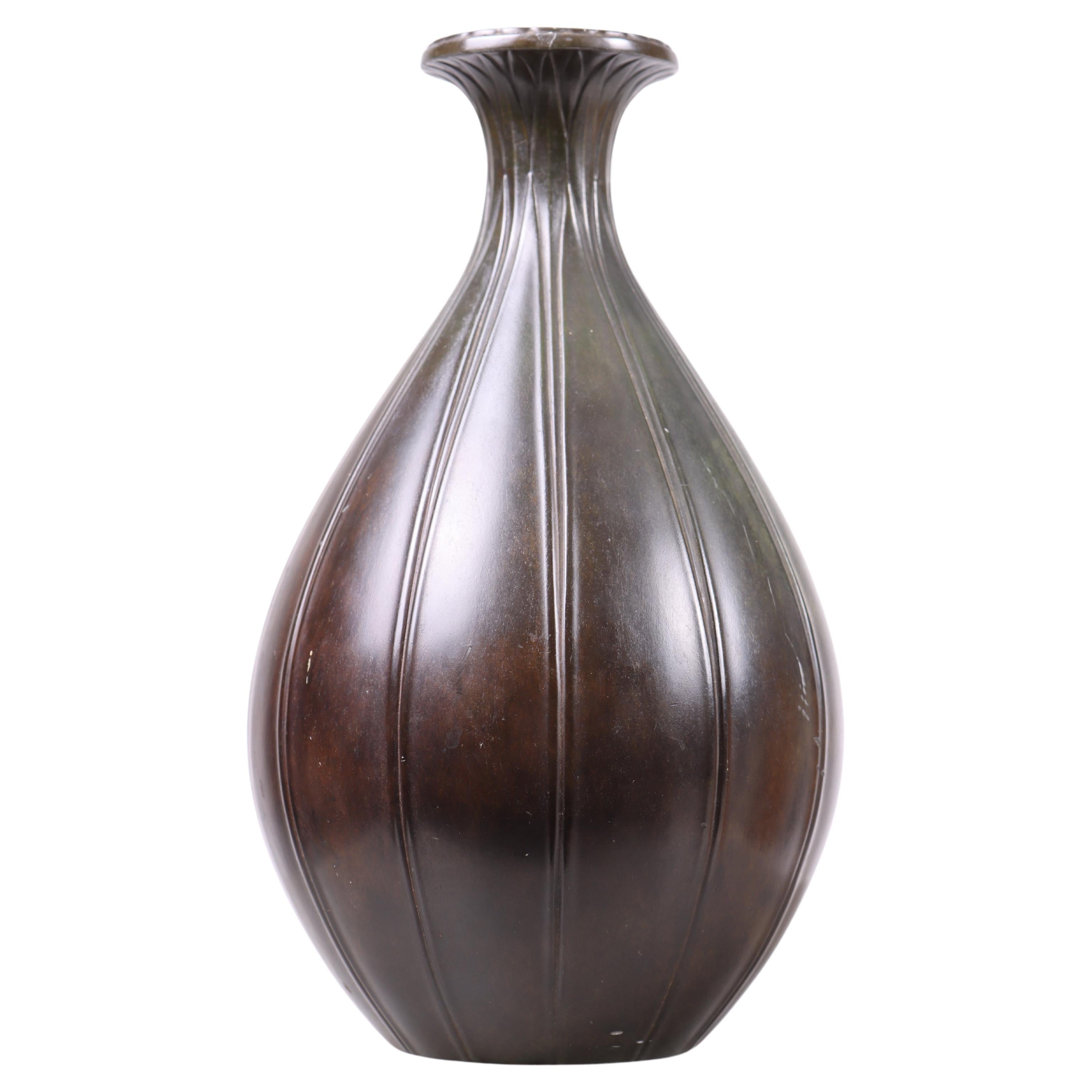 Large Vase in 'Disko' Metal by Just Andersen, Made in Denmark, 1940s For Sale