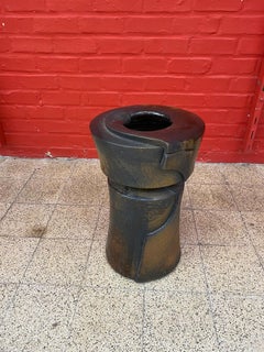 Large Vase in Glazed Stoneware circa 1950, Signed