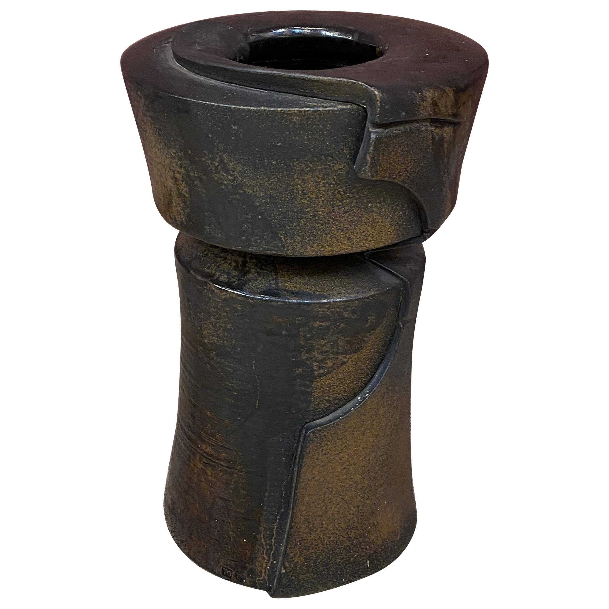 Vaso grande in gres smaltato del 1950 circa, firmato