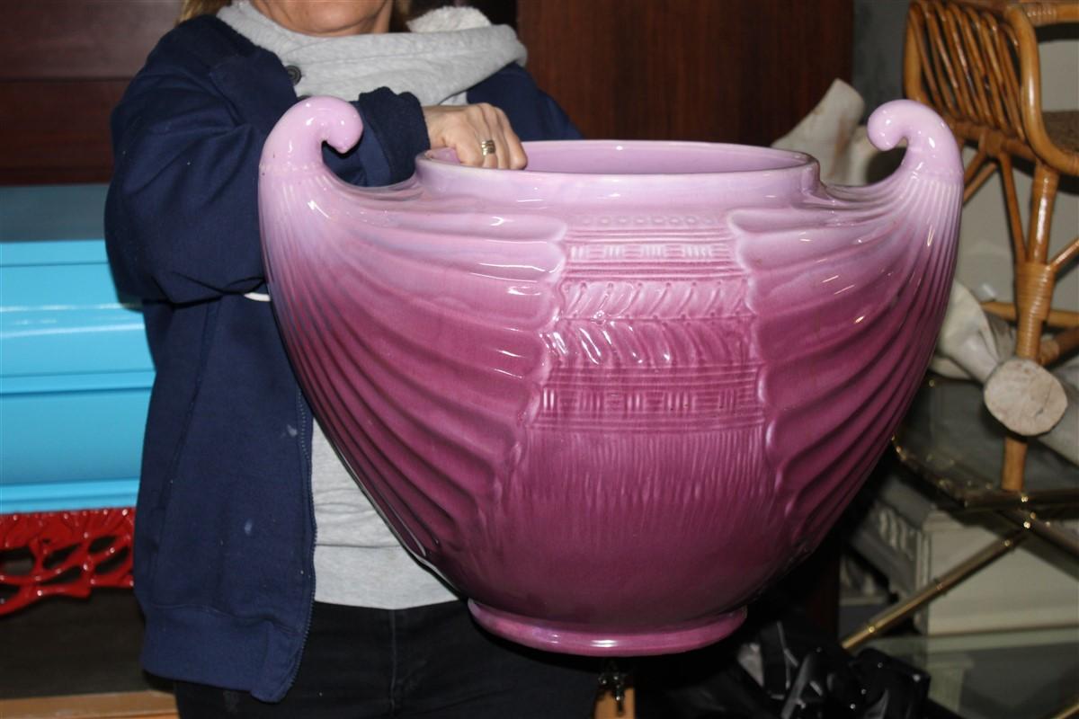 Large Vase Laveno Christopher Dresser 1910 Art Nouveau Pink Color Made in Italy 6