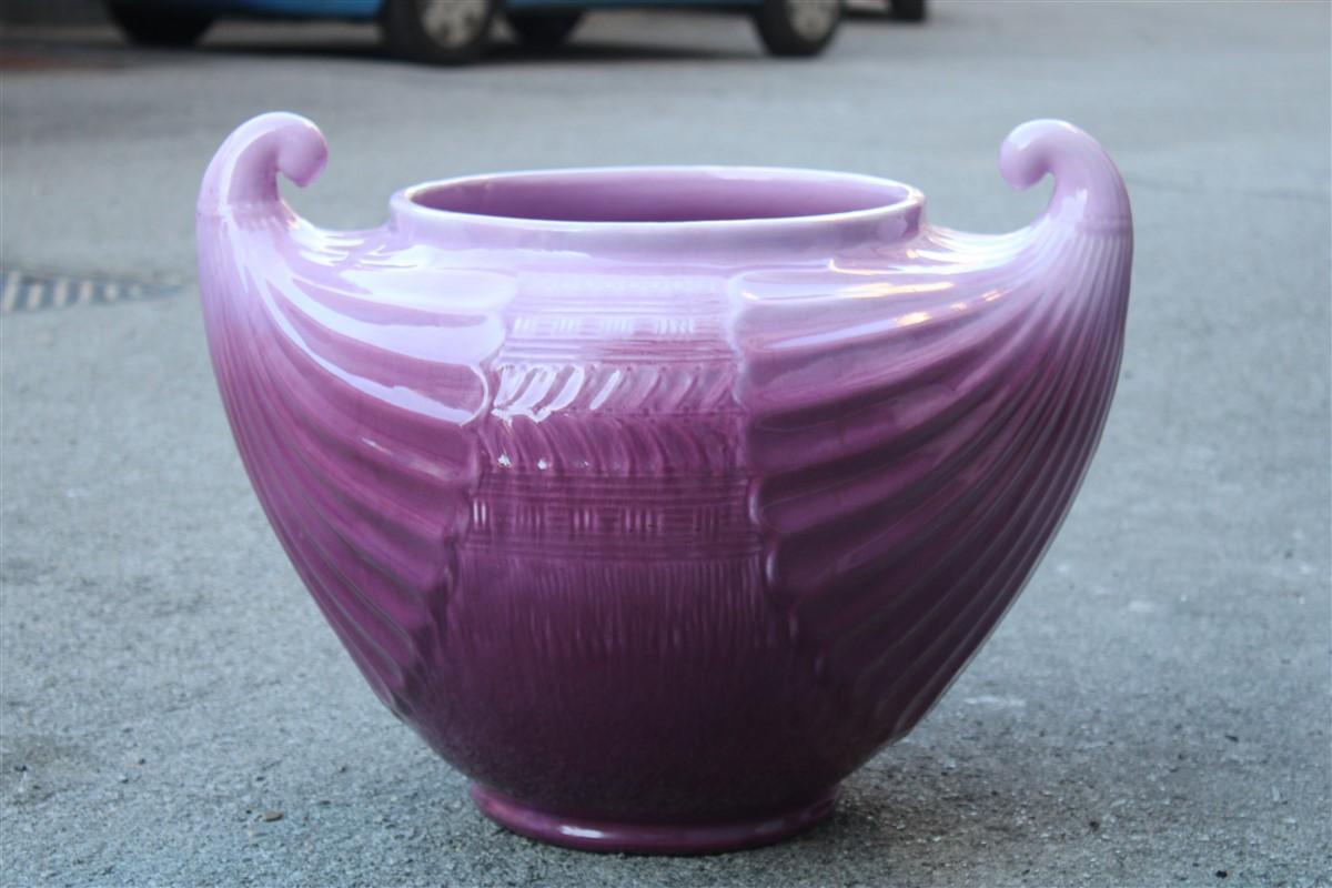 Italian Large Vase Laveno Christopher Dresser 1910 Art Nouveau Pink Color Made in Italy