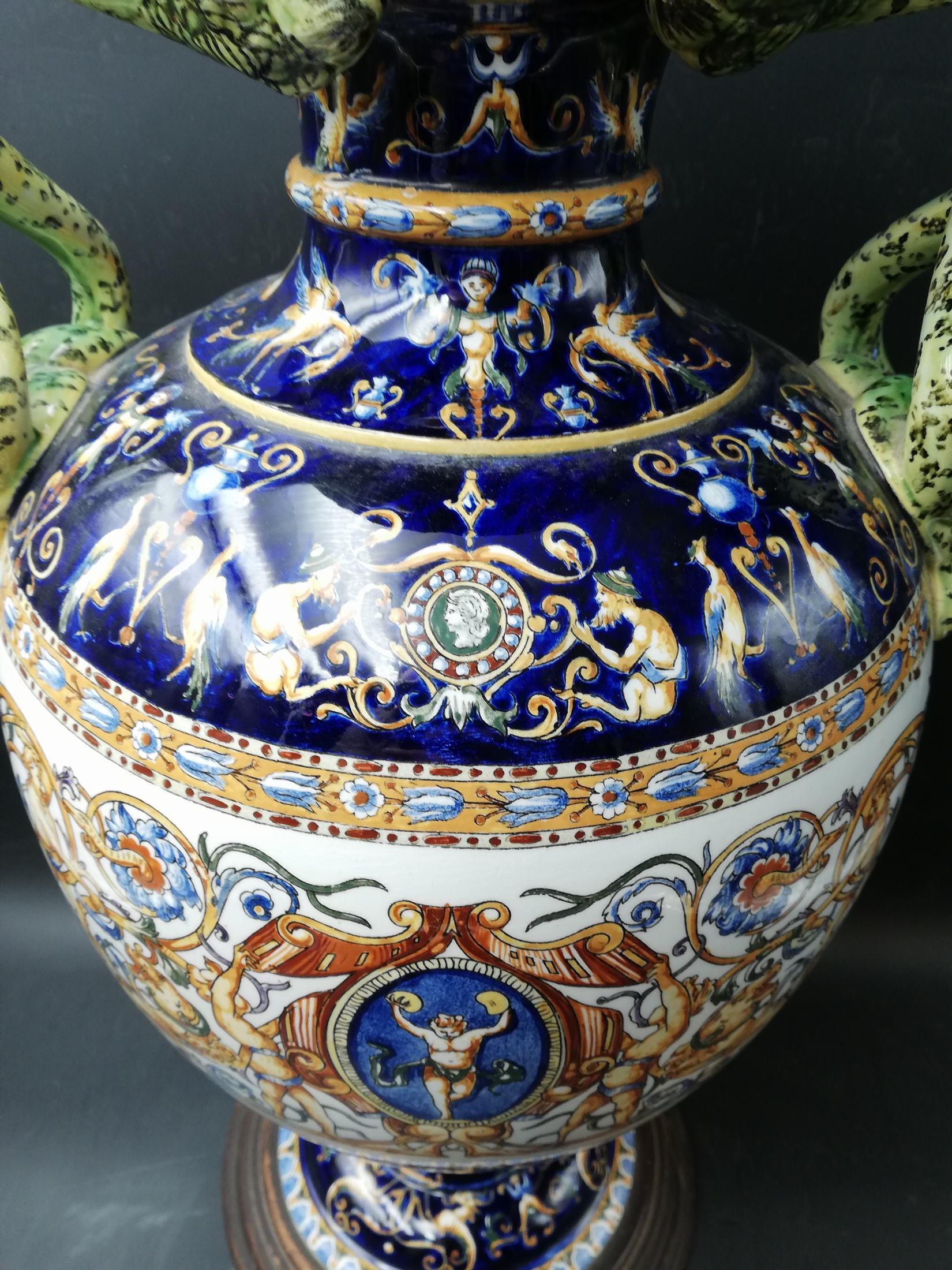 Large Vase of Gien 19th Century For Sale 3