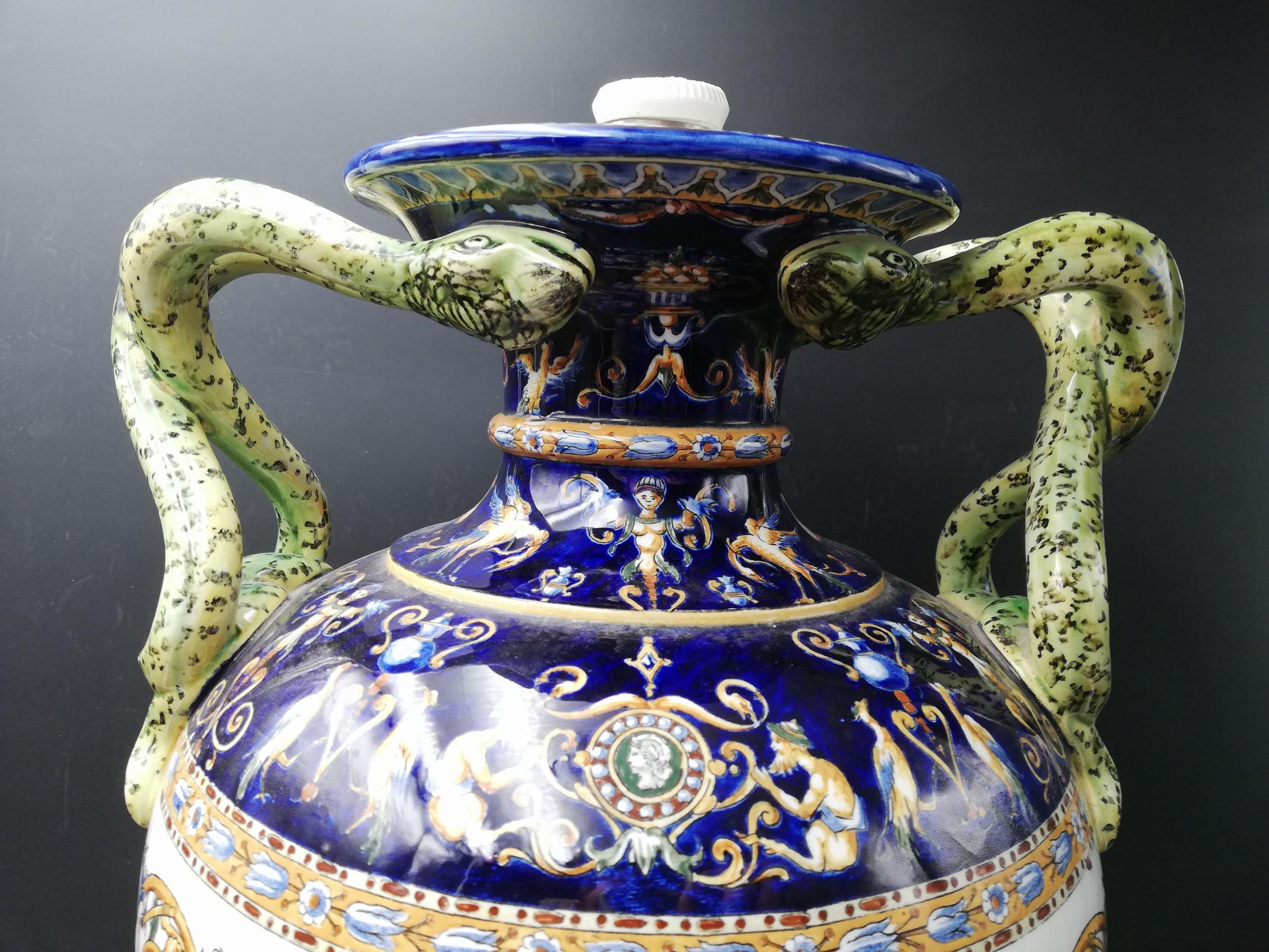 Grand vase de Gien du 19ème siècle en vente 3