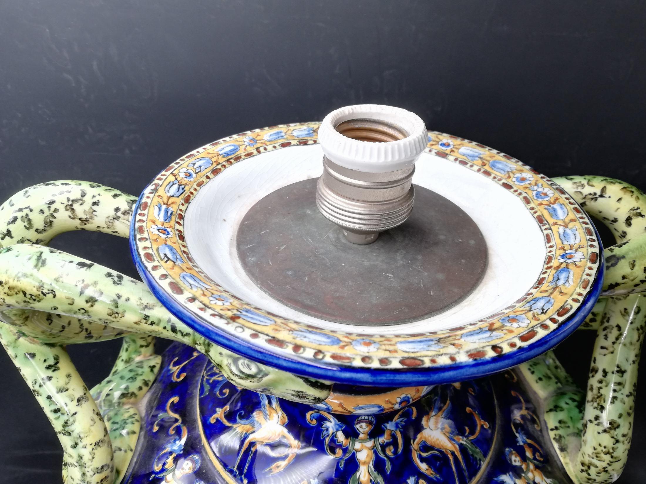 Grand vase de Gien du 19ème siècle en vente 4