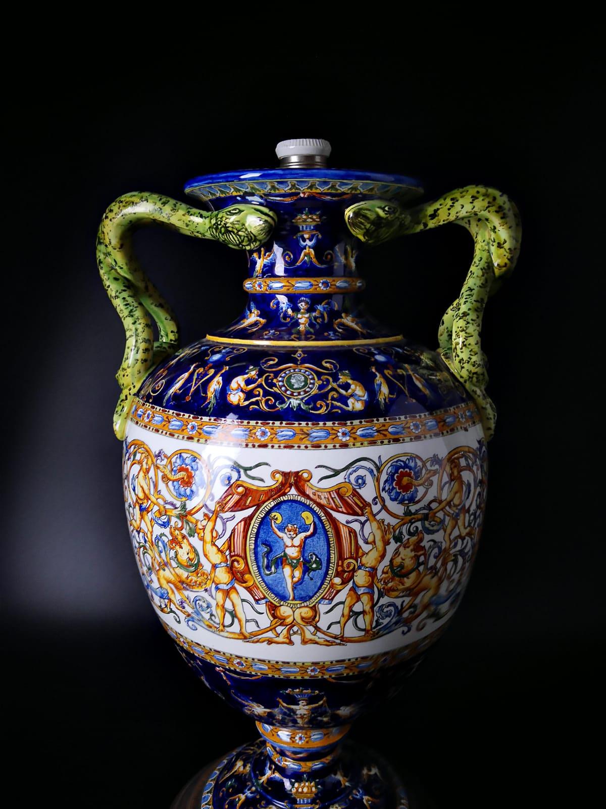 Baroque Large Vase of Gien 19th Century For Sale