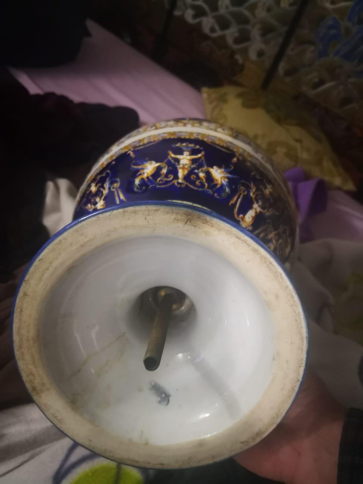 Porcelain Large Vase of Gien 19th Century For Sale