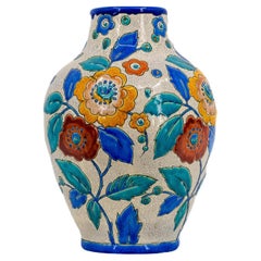 Large Vase- Potiche en faïence de Boch La Louvière Decor D 2516. Belgian Design