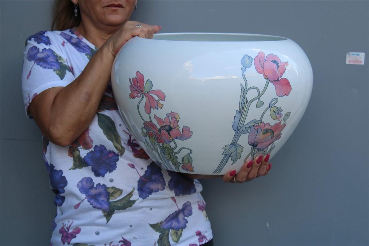 Italian Large Vase Richard Ginori Art Nouveau 1910 Italy Poppies For Sale
