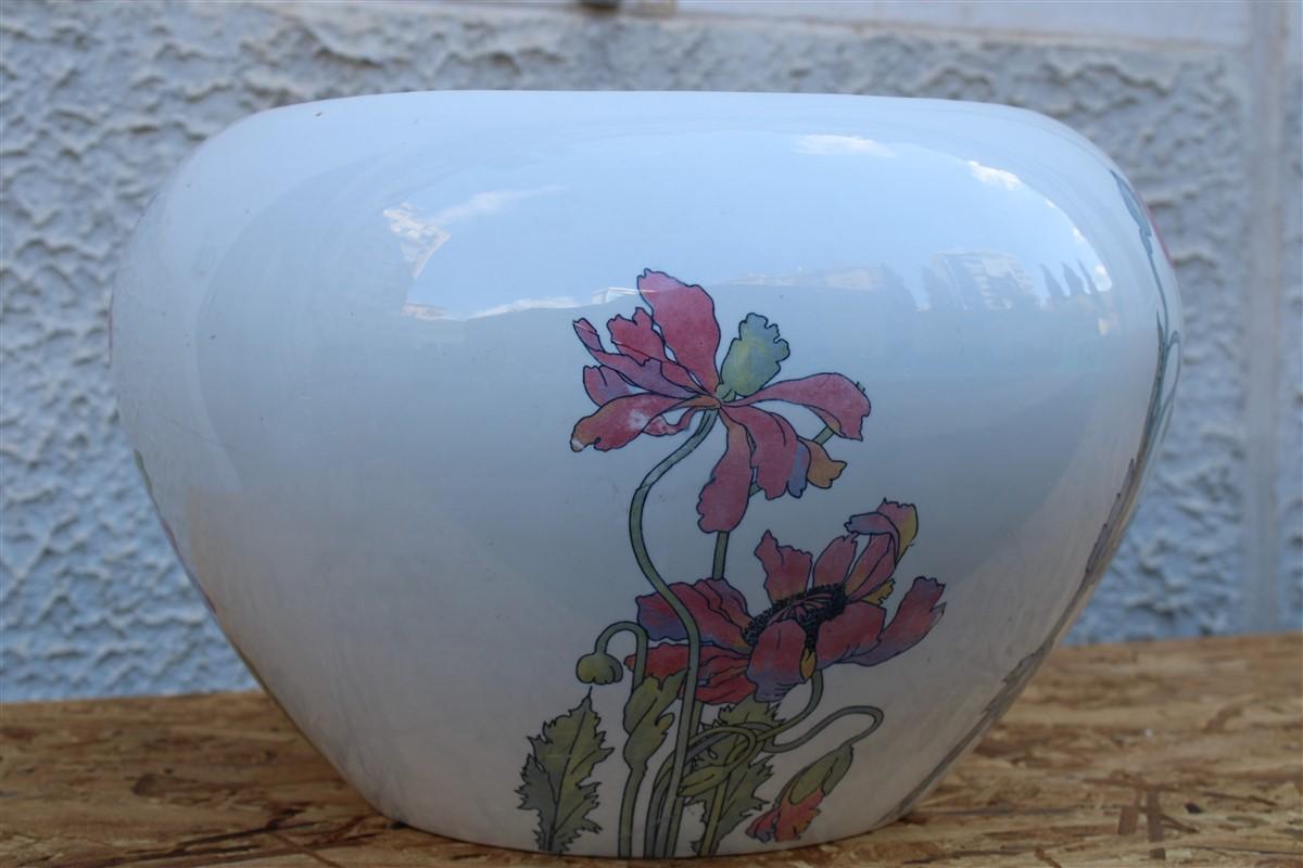 Early 20th Century Large Vase Richard Ginori Art Nouveau 1910 Italy Poppies For Sale