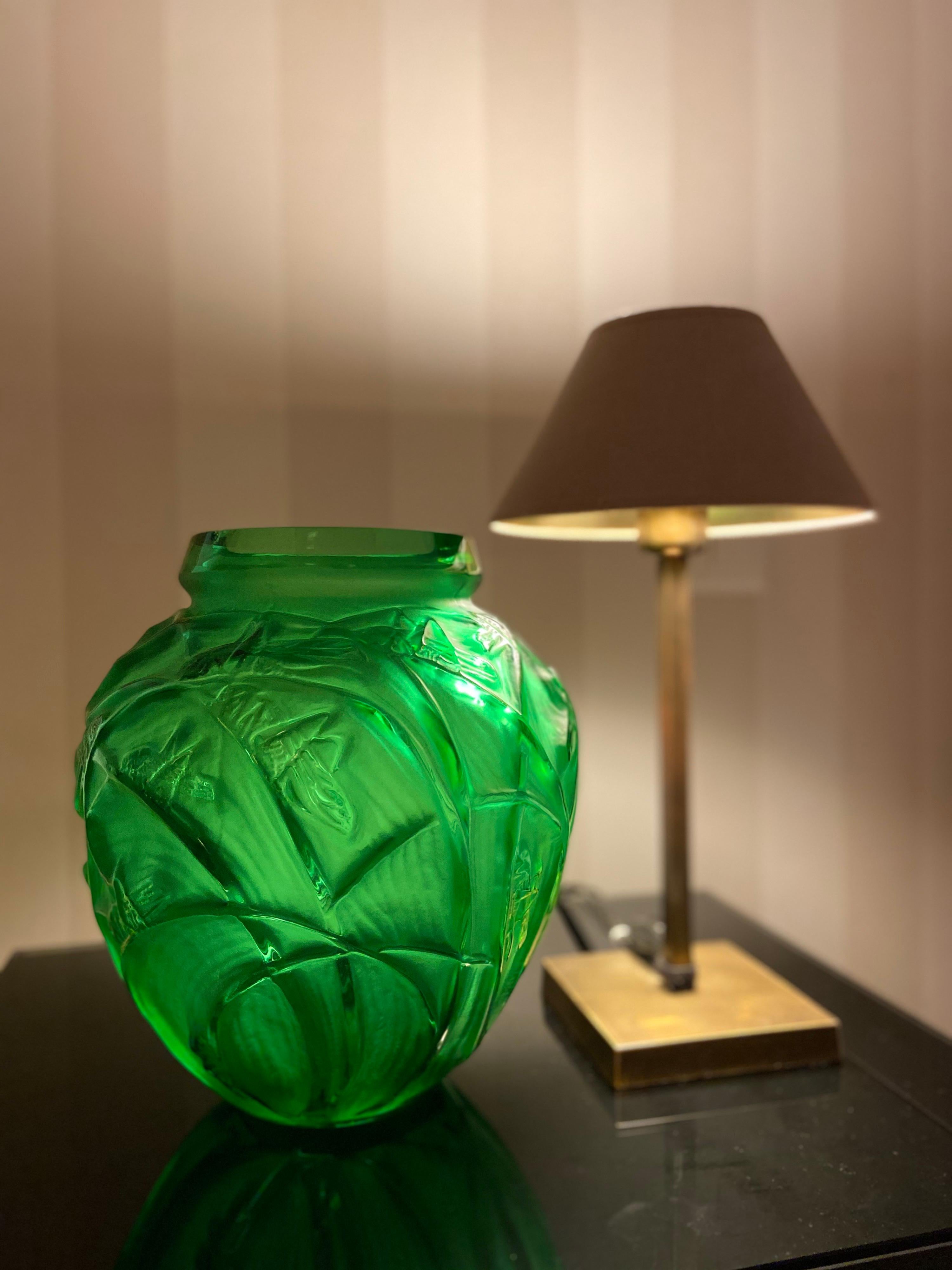 Crystal Large Vase “Sauterelles” by René Lalique, France, 1921, Certificate