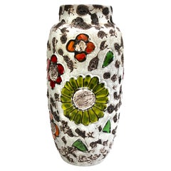 Large Vase, Scheurich 553-52, Multicolor Floral Decor W-Germany, 1974