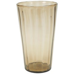 Vintage Large Vase Smoked Glass, 1940s