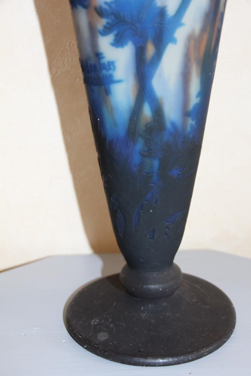 20th Century Large Vase with Anemones from Muller Frères Lunéville
