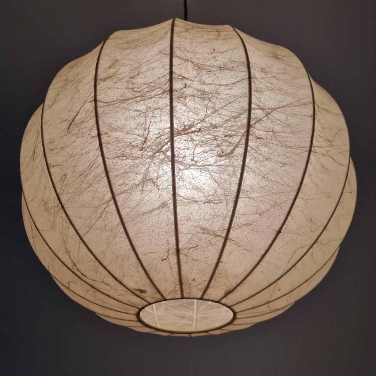 Large Veined Beige Cocoon Pendant Lamp Designed by Castiglioni for Hille, 60s For Sale 3