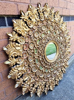 Espejo de Pared Grande Velásquez Español Colonial Decorado con Madera Dorada y Lentejuelas