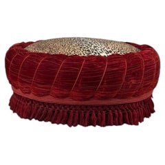 Large velvet pouf with trimmings, around 1880