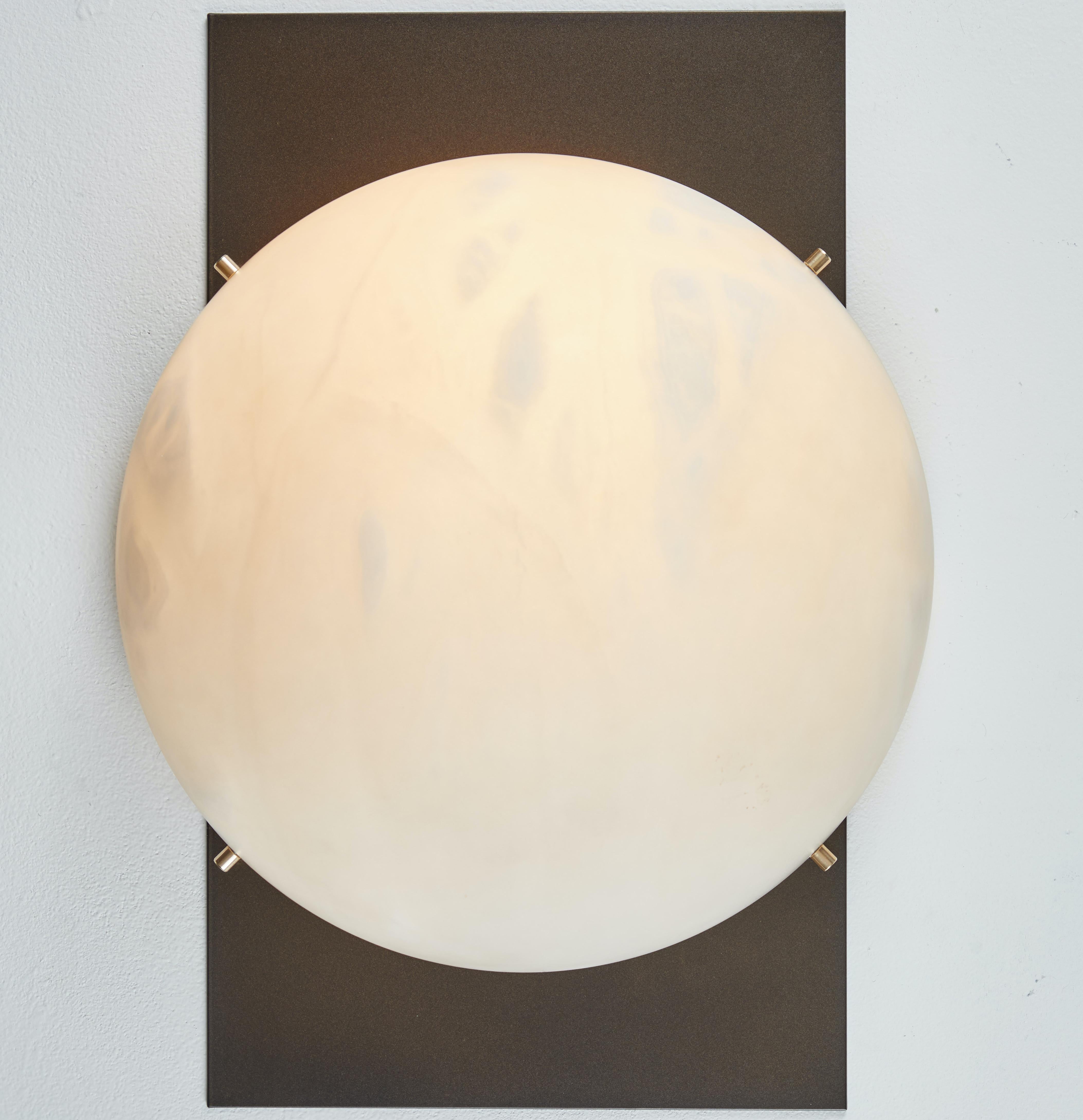 Brushed Large 'Vence' Sconce in Brass and Alabaster For Sale