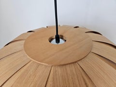 Large Veneer Rare Midcentury Pendant, Denmark, 1960s