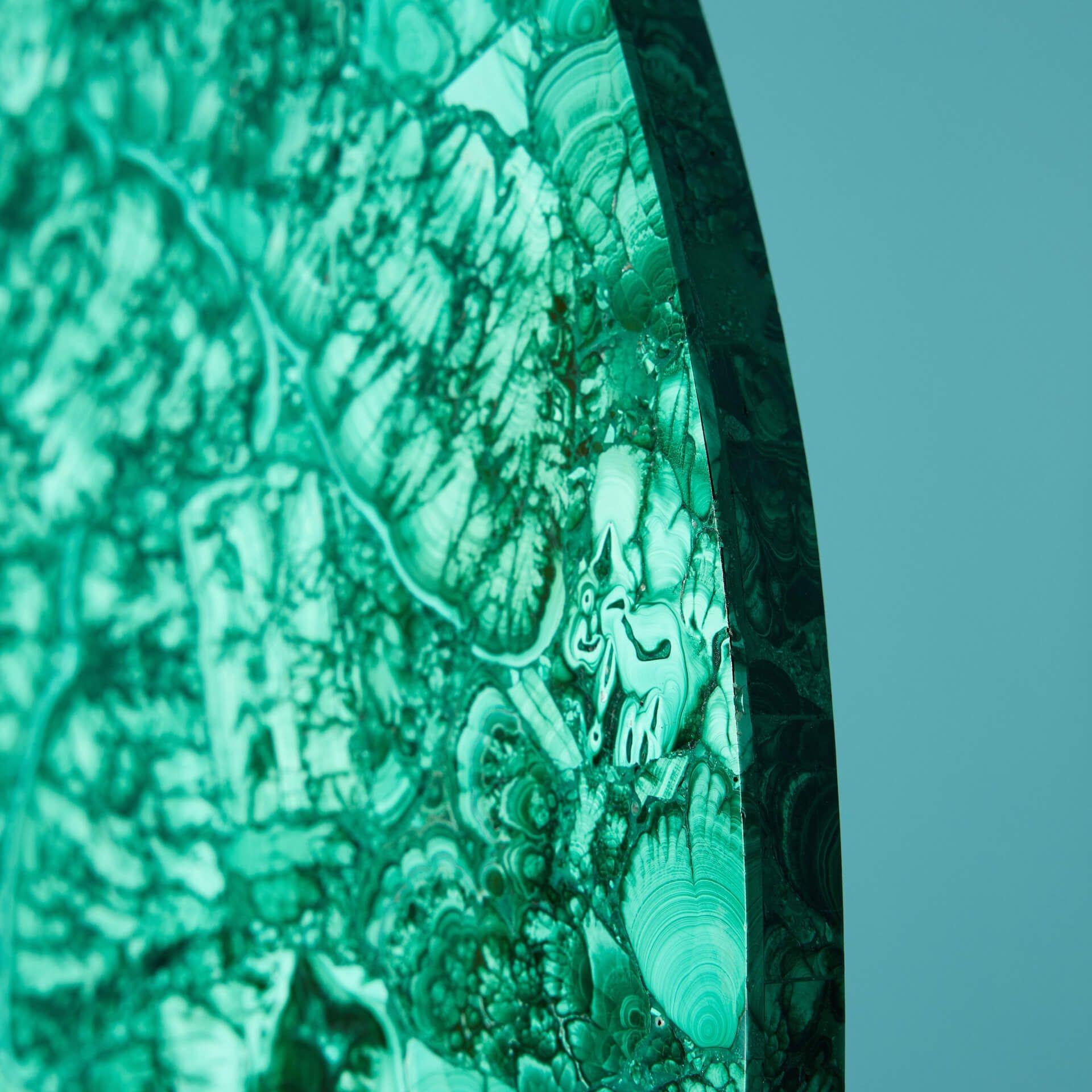 20th Century Large Veneered Malachite Table Top For Sale