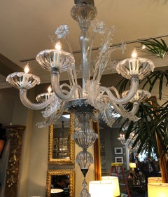 Large Venetian 6-Light Chandelier Murano 1950's or Earlier