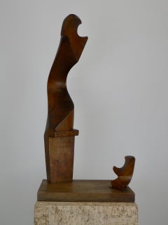 Large Venetian abstract sculpture in solid walnut by Giuseppe Carli - 1961