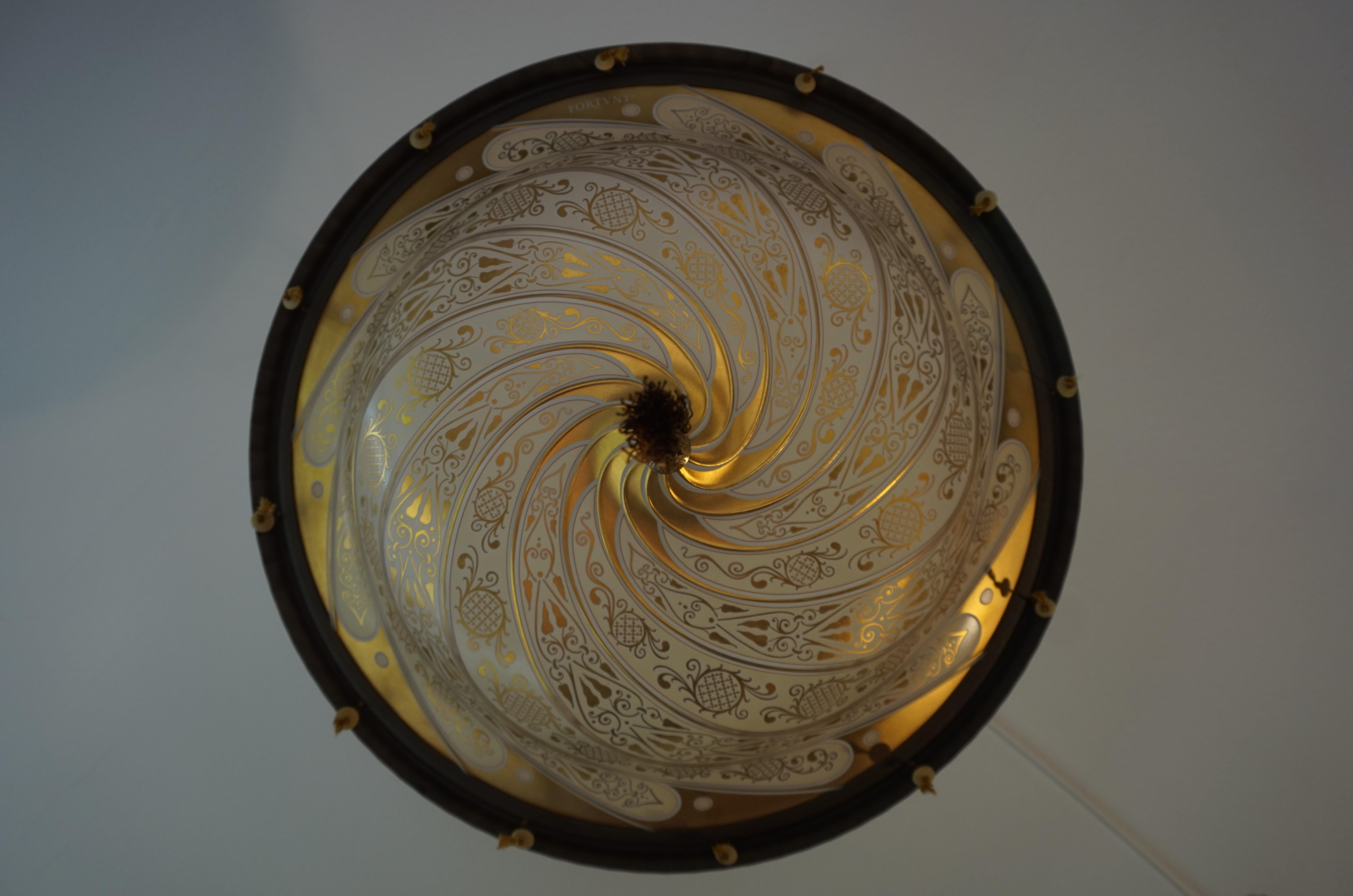 Moorish Large Venetian Art Glass Flush Mount / Pendant Design by Mariano Fortuny, Italy