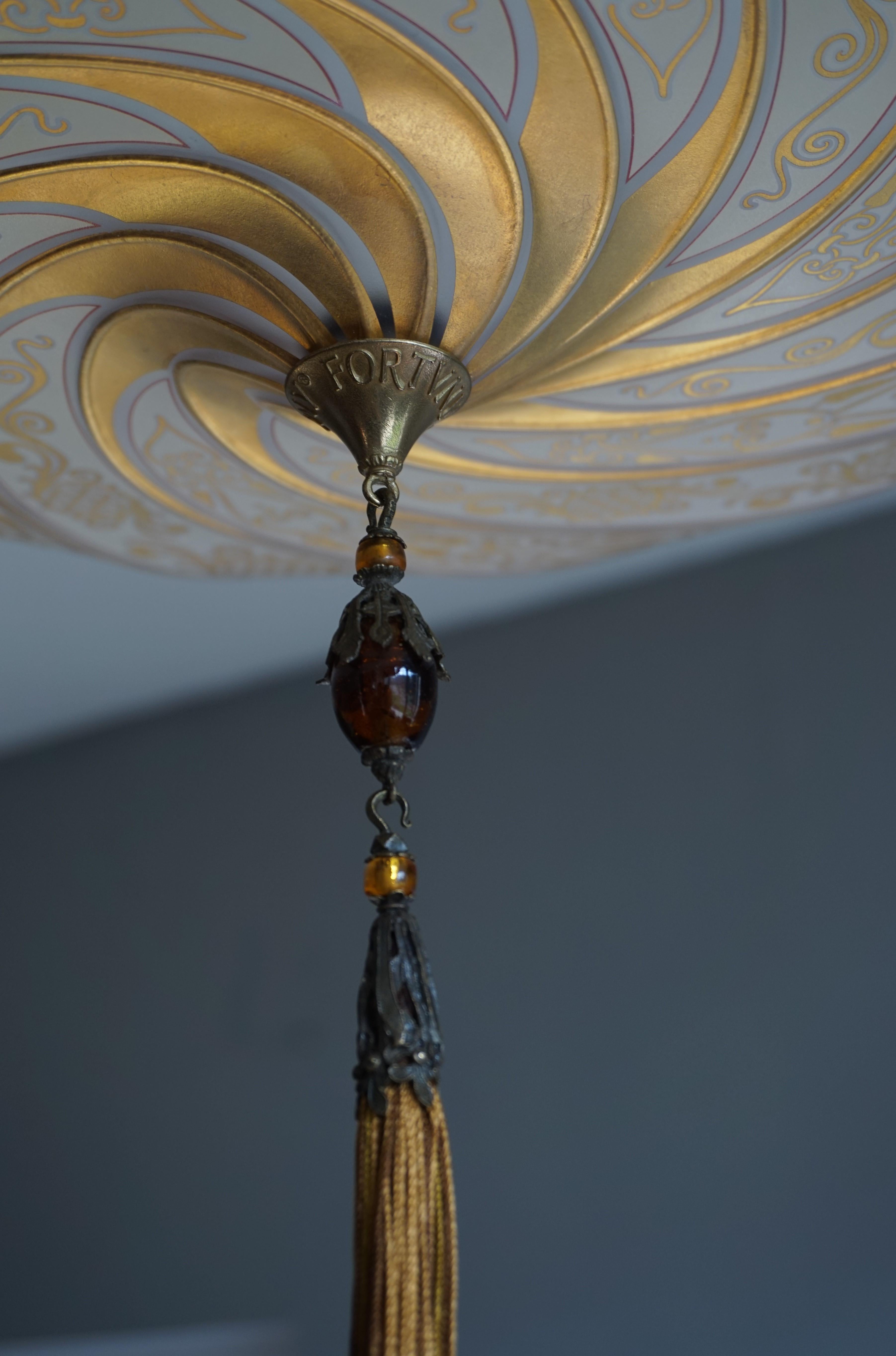 Gilt Large Venetian Art Glass Flush Mount / Pendant Design by Mariano Fortuny, Italy