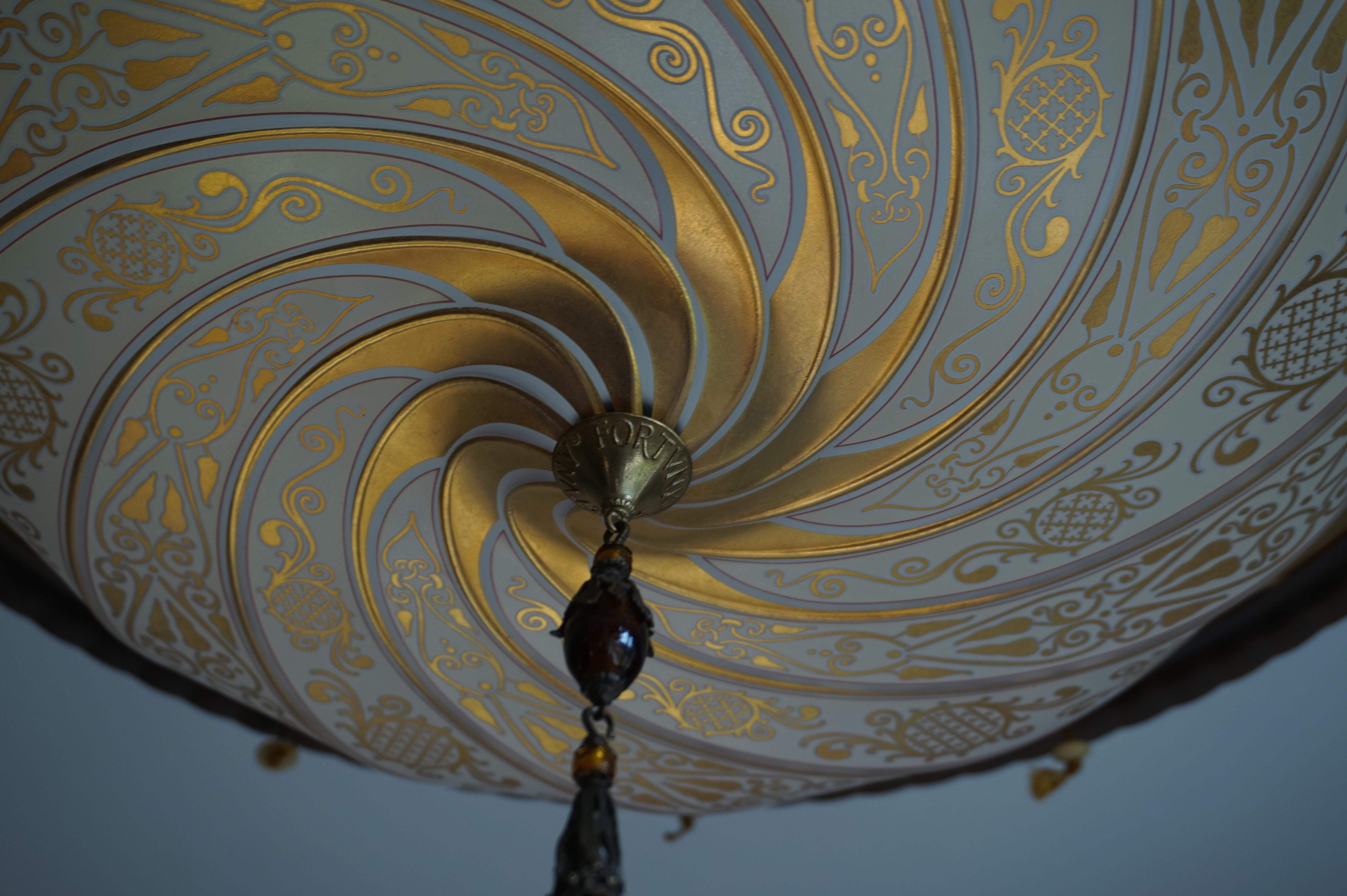 Contemporary Large Venetian Art Glass Flush Mount / Pendant Design by Mariano Fortuny, Italy