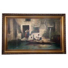 Large Venetian Canal Scene by Castiglioni, circa 1904. Italy.
