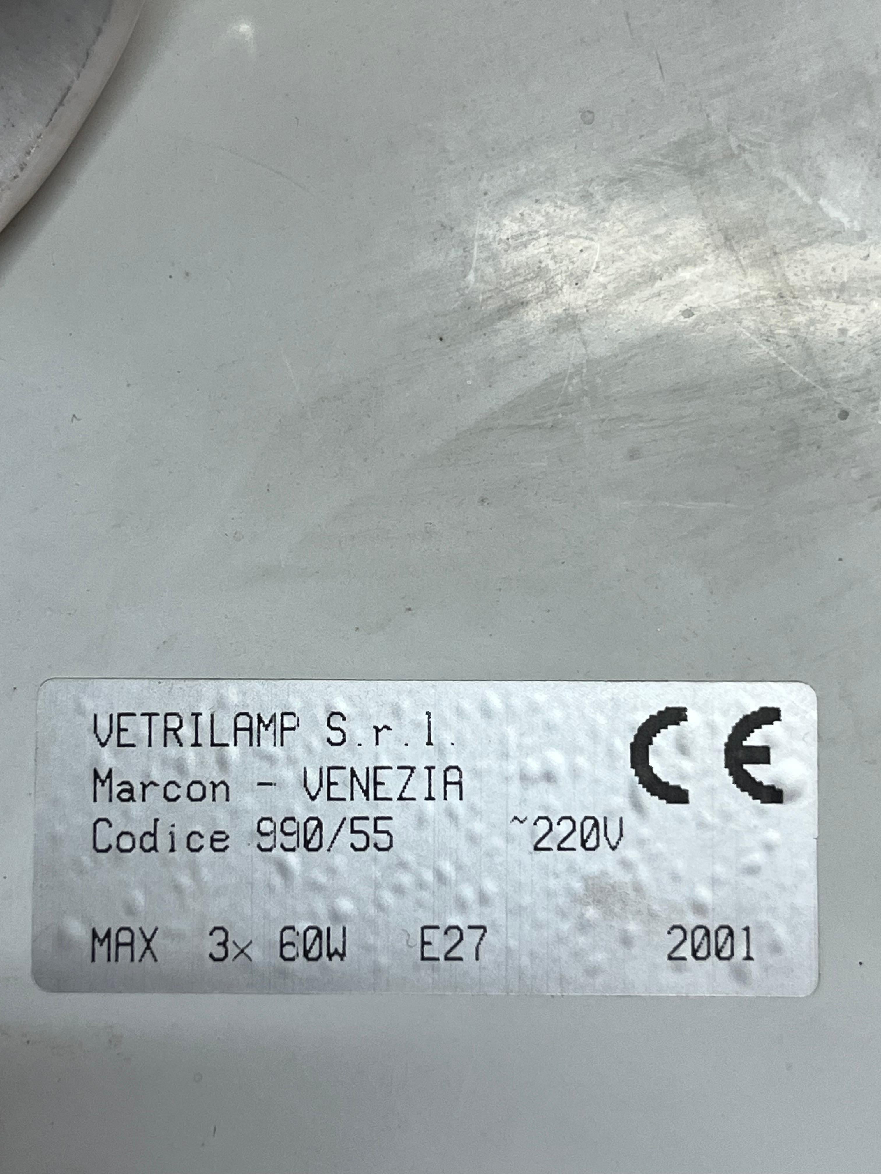 Grande lampada da soffitto veneziana a 3 luci in vetro di Murano, anni '80 in vendita 6