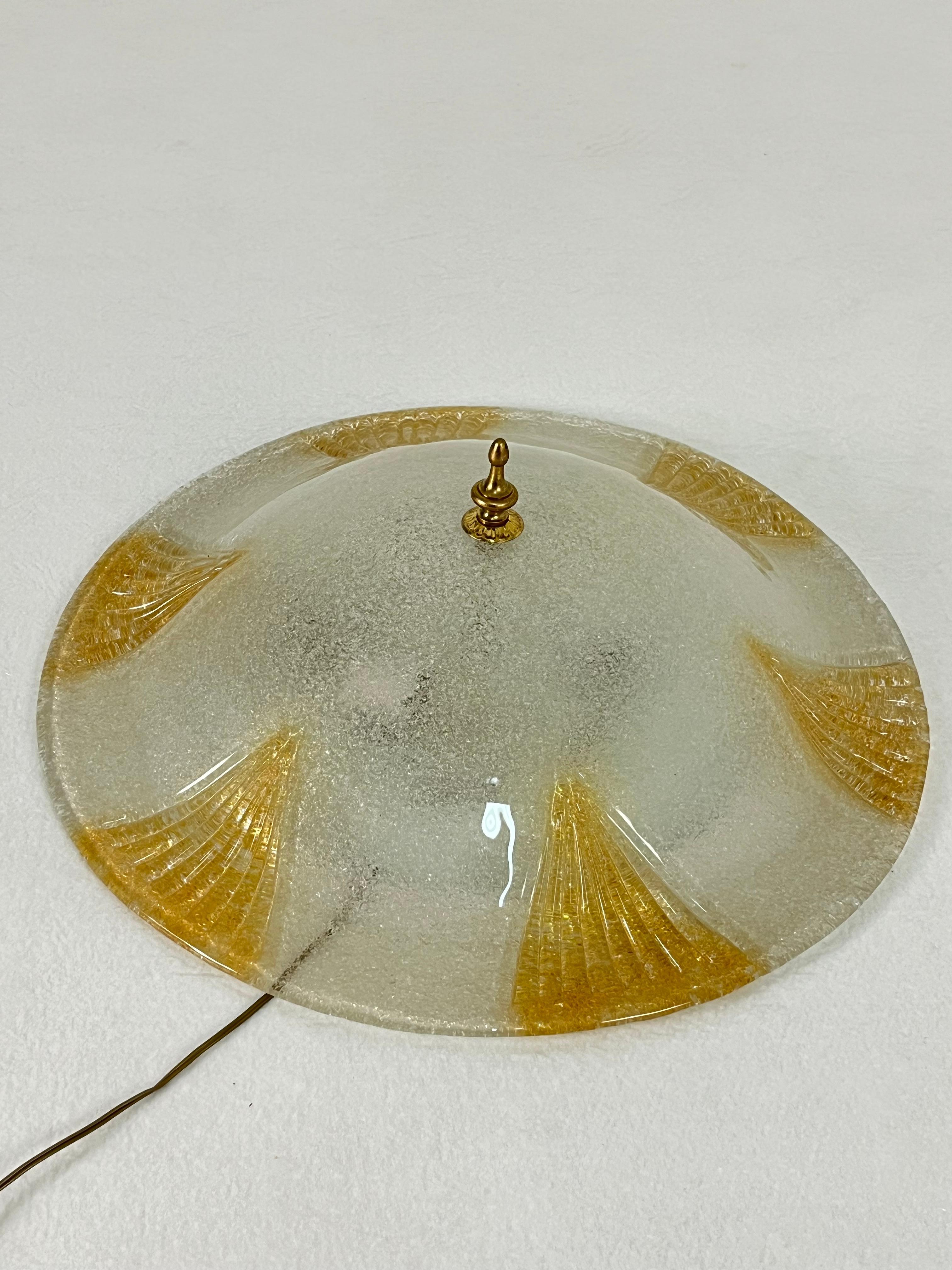 Grande lampada da soffitto veneziana a 3 luci in vetro di Murano, anni '80 in vendita 1