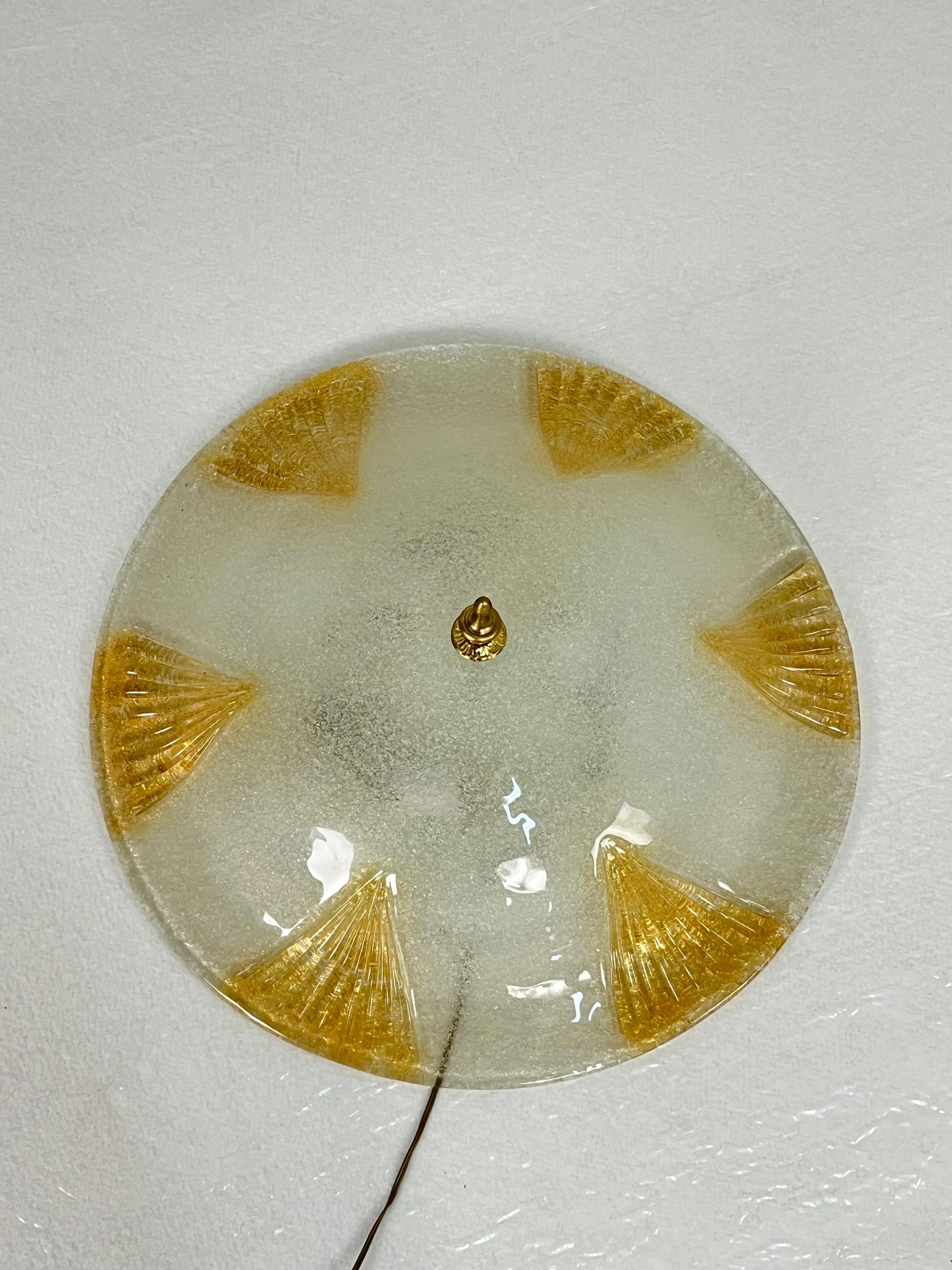 Grande lampada da soffitto veneziana a 3 luci in vetro di Murano, anni '80 in vendita 2