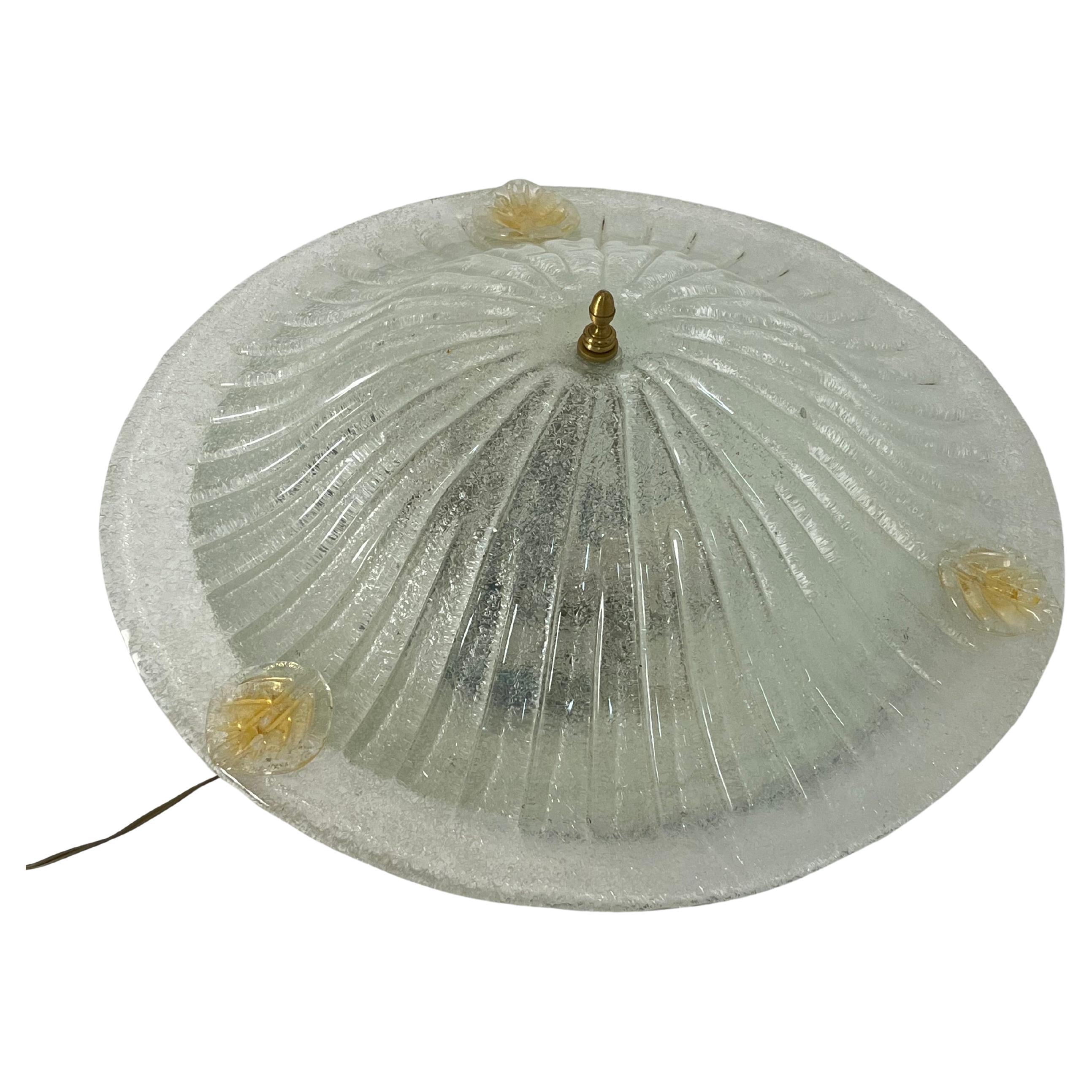 Large Venetian Ceiling Lamp 3-Lights Murano Glass, 1980s