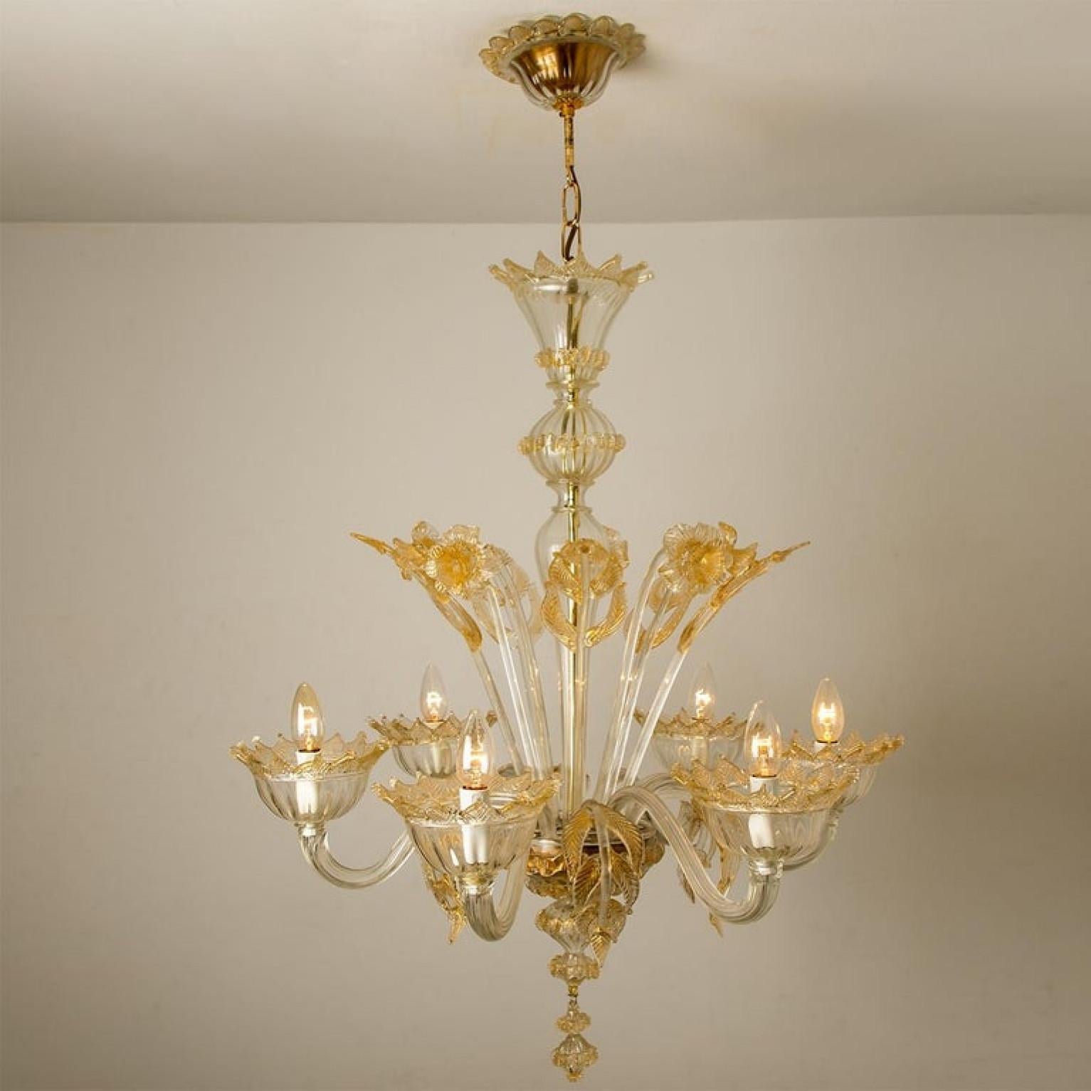 Large Venetian Chandelier in Gilded Murano Glass, by Barovier, 1950s For Sale 4