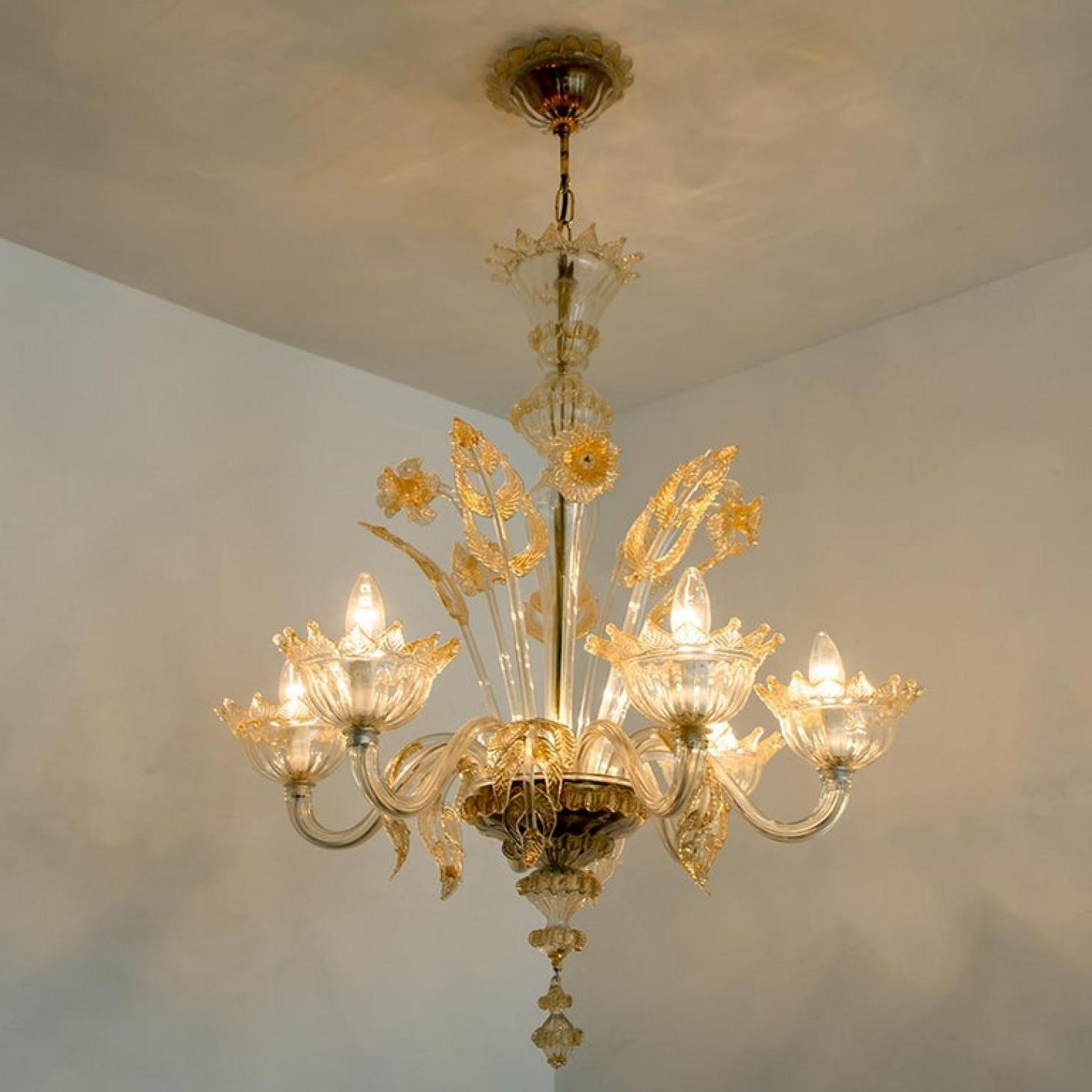 Other Large Venetian Chandelier in Gilded Murano Glass, by Barovier, 1950s For Sale