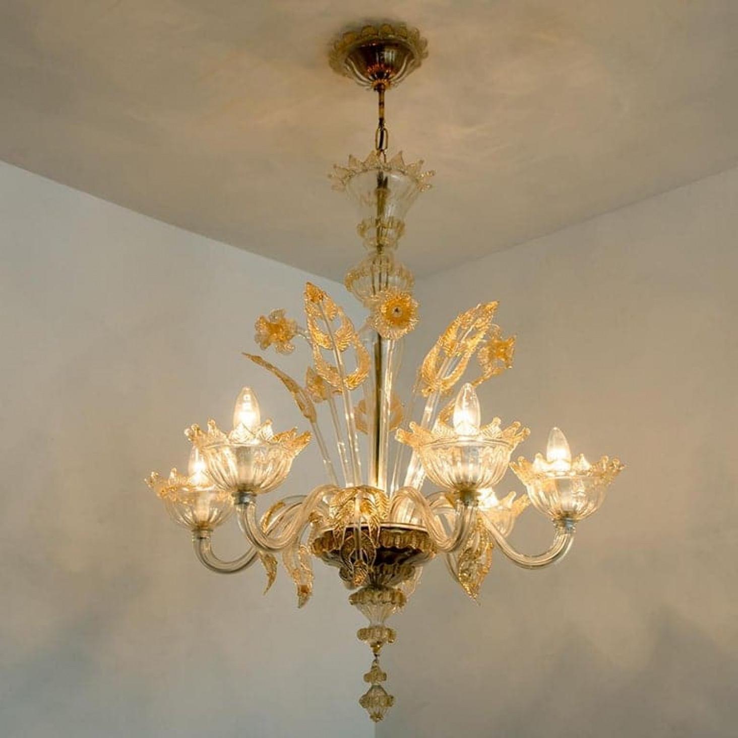 Other Large Venetian Chandelier in Gilded Murano Glass, by Barovier, 1950s For Sale