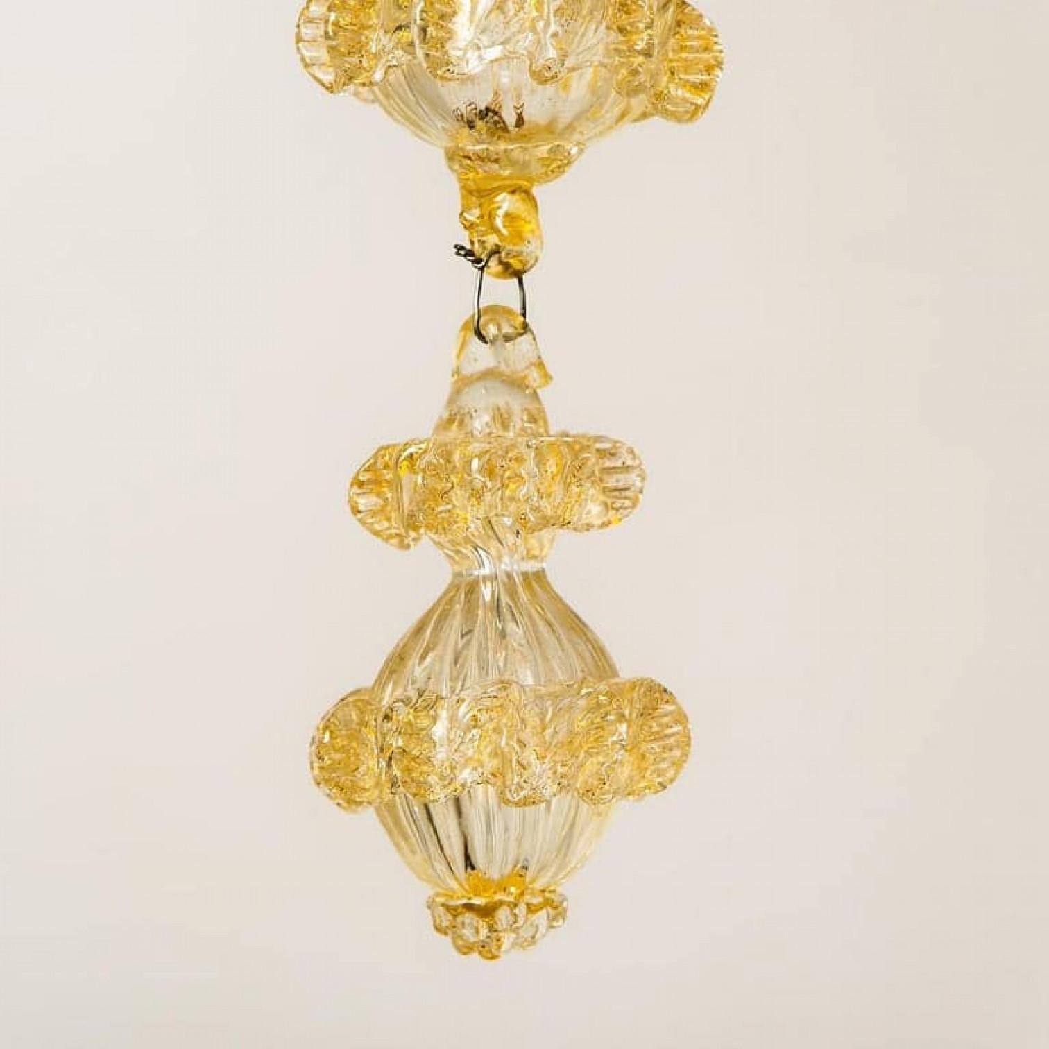 Grand lustre vénitien en verre de Murano doré, par Barovier, années 1950 Bon état - En vente à Rijssen, NL