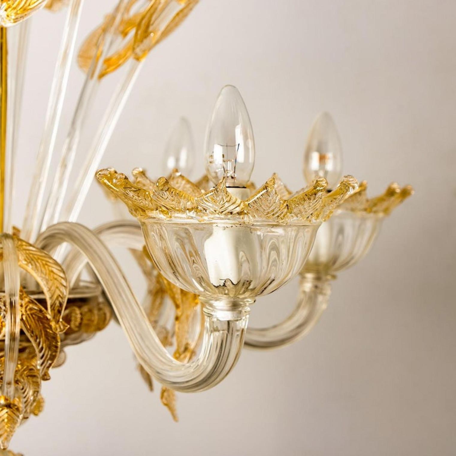 Mid-20th Century Large Venetian Chandelier in Gilded Murano Glass, by Barovier, 1950s For Sale