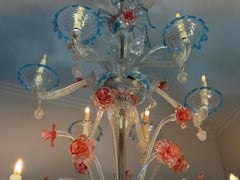 Large Venetian chandelier in multicolored Murano glass, around 1920